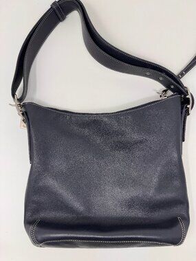 Vintage COACH Legacy Slim Duffle Sac Navy Leather Crossbody Hobo 11"
